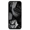 a black cell phone with a broken screen