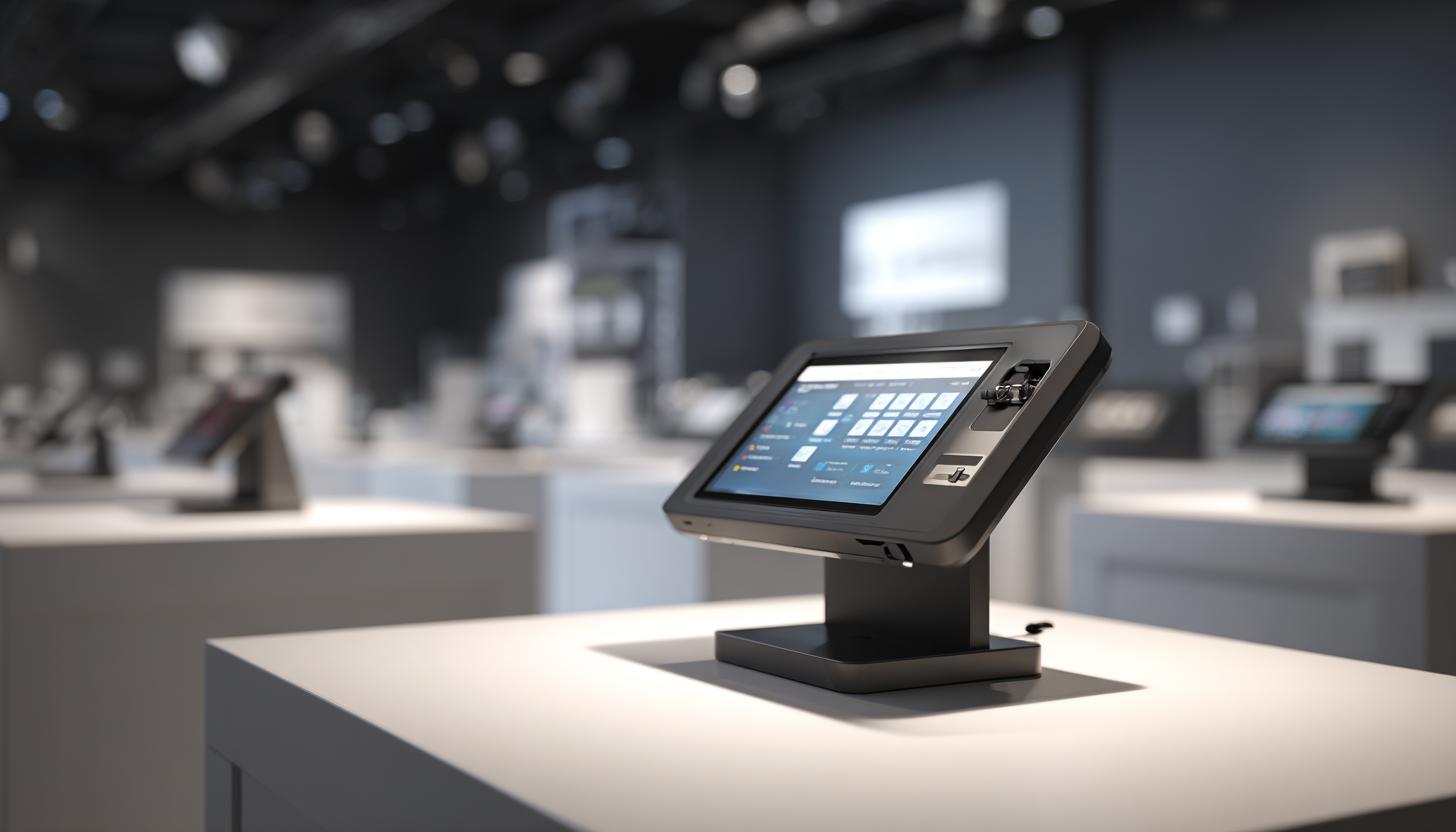 Kassensystem mit Tablet, Durable Ständer und Kensington Lock – Sichere Mietlösung für Messen