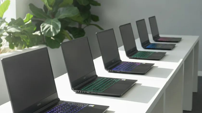 Mehrere gemietete Gaming-Laptops fuer Gaming-Events und eSport