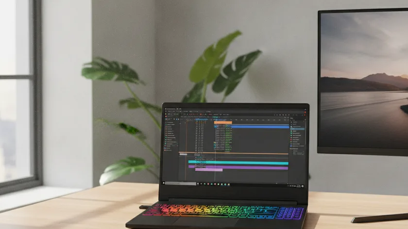 Gemieteter Gaming-Laptop fuer Videoschnitt und Content-Produktion