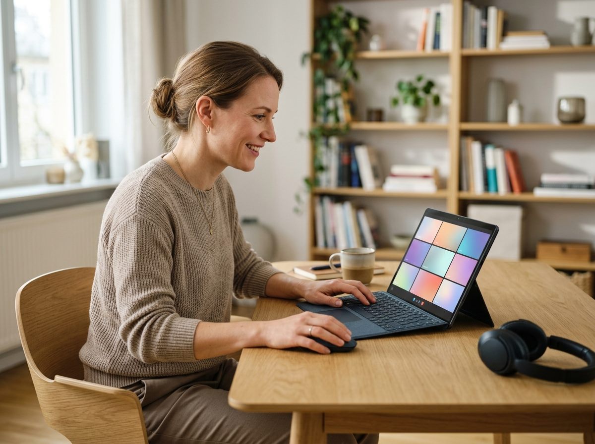 Arbeiten im Homeoffice an einem 2-in-1-Tablet mit Tastatur und Maus